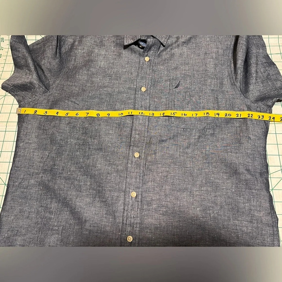 NAUTICA Men’s Blue chambray short sleeve shirt size L.‎ - Picture 11 of 12